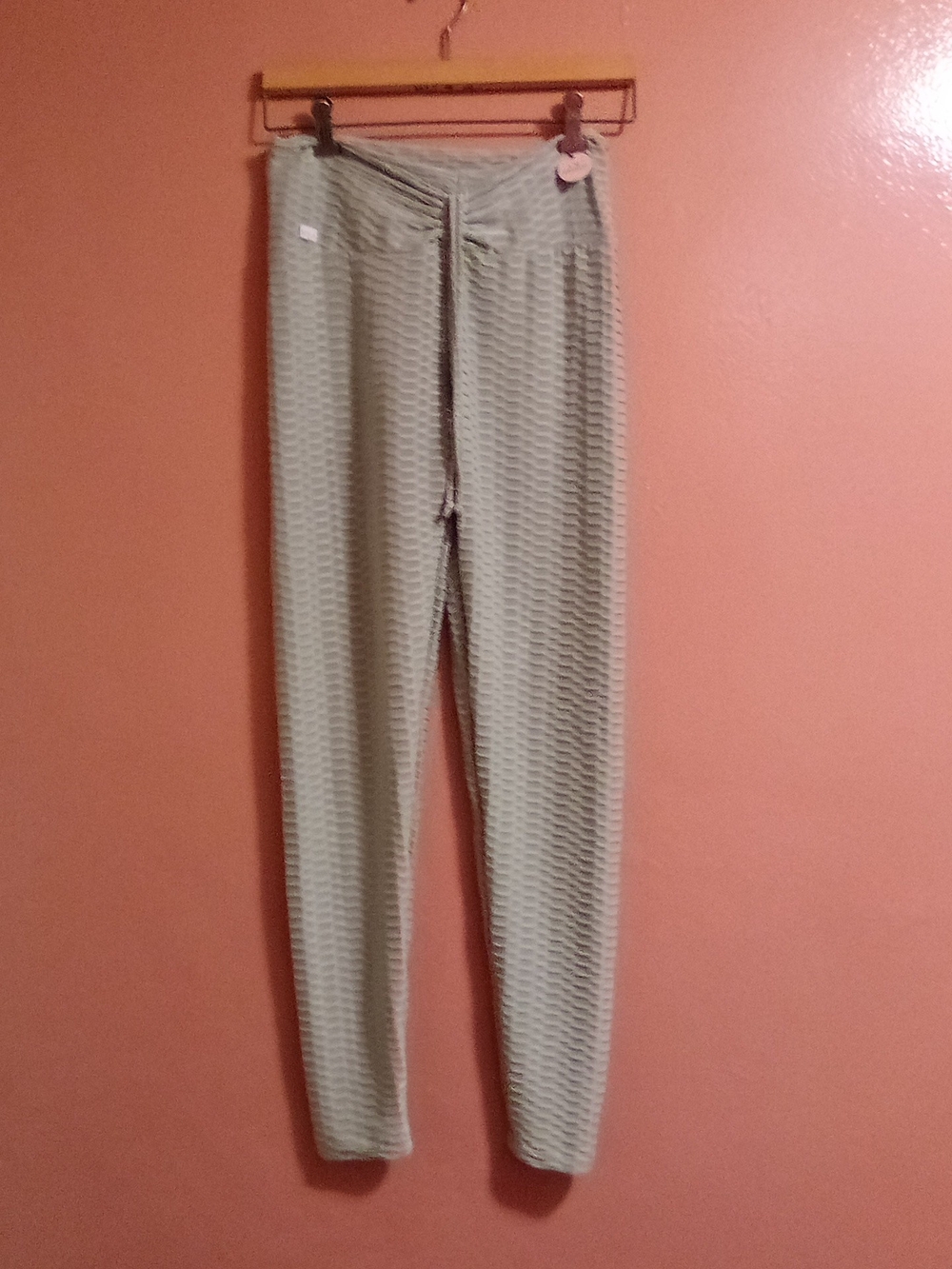 Light Green Textured Men’s Pants - Casual Drawstring Waist ( Bag H )
